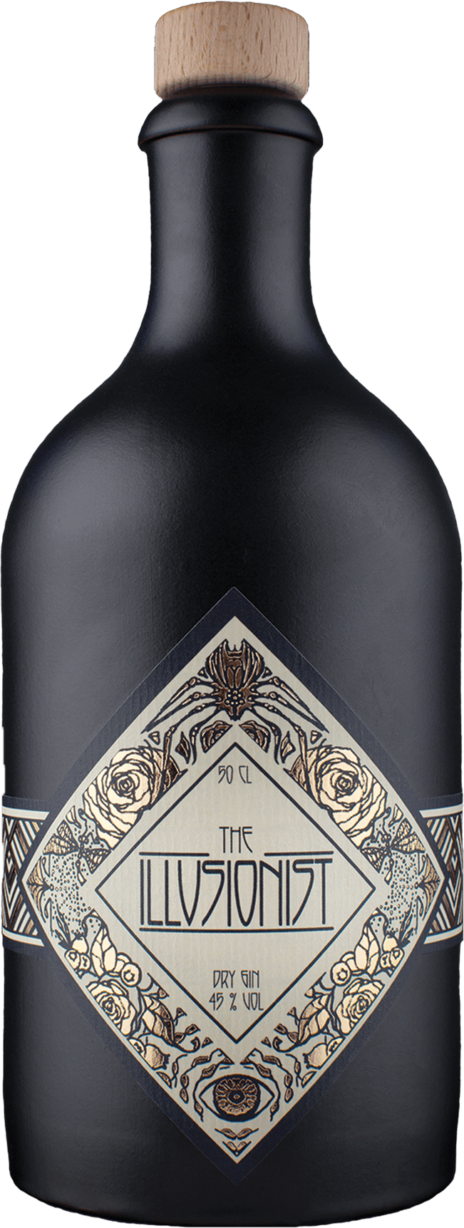 The Illusionist Dry Gin in tiefblau mit 16 Botanicals und 45% Alkoholgehalt